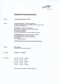 Zertifikat: Familienrecht spezial 2011 – Themen