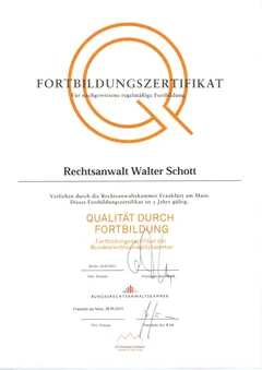 Zertifikat: Fortbildung BRAK