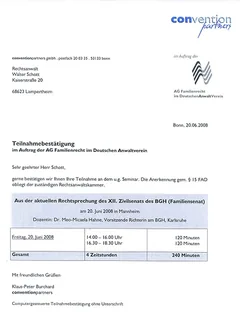 Zertifikat: Seminar Aktuelles Familienrecht