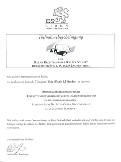 Zertifikat: Steuerstrafrecht