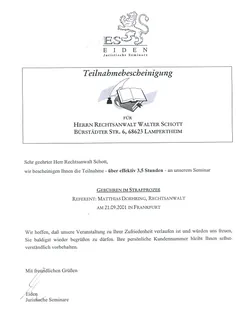 Zertifikat: Gebühren im Strafprozess