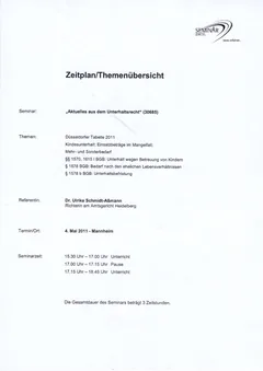 Zertifikat: Unterhaltsrecht neu 2011 – Themen