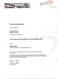 Zertifikat: Vermögensteilung
