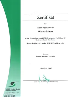 Zertifikat: Neues Recht